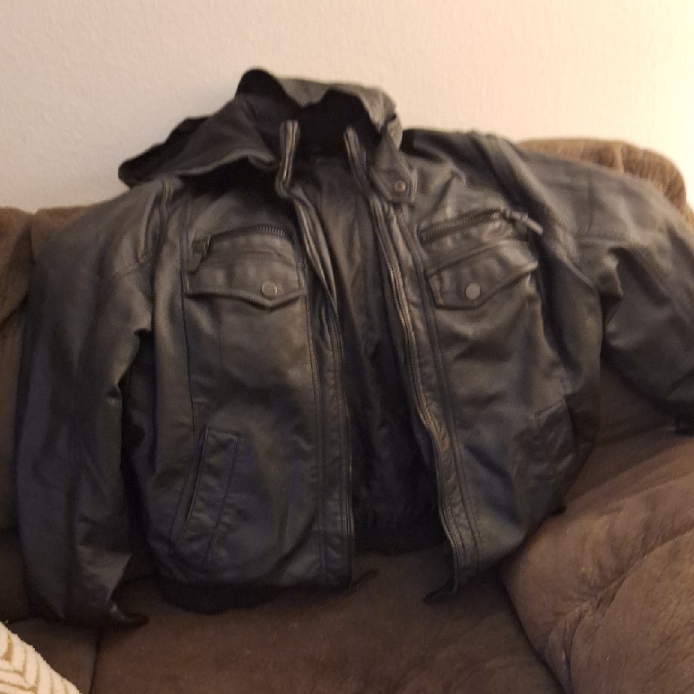 INC International Concepts Black Bomber Jacket